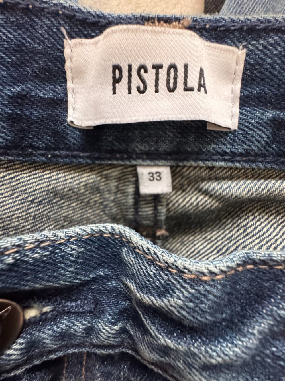 Pistola Lexi Mid Rise Bowed Barrel Leg Straight Jeans Women's 33 Color Artisian - Picture 5 of 6
